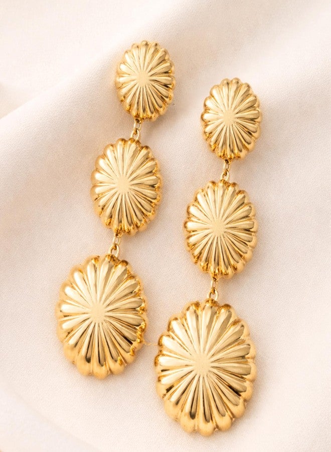 Salve Chic Coquette Floral Earrings for Women | Bohemian Jewellery Hanging Earrings for Girls Stylish | Gift for Girlfriend Gold Ear Rings for Women Stylish | Aesthetic Jewellery Korean Flower Danglers - Image 2