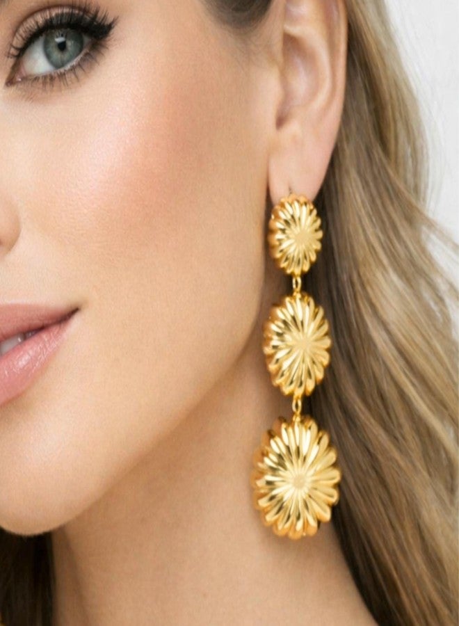 Salve Chic Coquette Floral Earrings for Women | Bohemian Jewellery Hanging Earrings for Girls Stylish | Gift for Girlfriend Gold Ear Rings for Women Stylish | Aesthetic Jewellery Korean Flower Danglers - Image 4