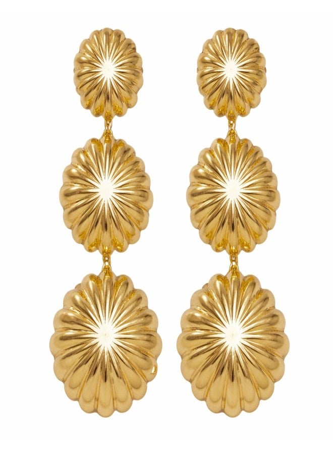 Salve Chic Coquette Floral Earrings for Women | Bohemian Jewellery Hanging Earrings for Girls Stylish | Gift for Girlfriend Gold Ear Rings for Women Stylish | Aesthetic Jewellery Korean Flower Danglers - Image 1