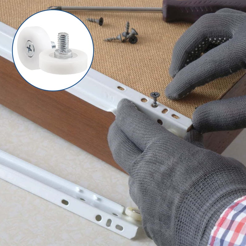 Litoexpe 3/4 Inch Drawer Slide Roller  12 Pieces Drawer Replacement Wheels  Plastic Pulley  Bearing Small Pulley - Image 5