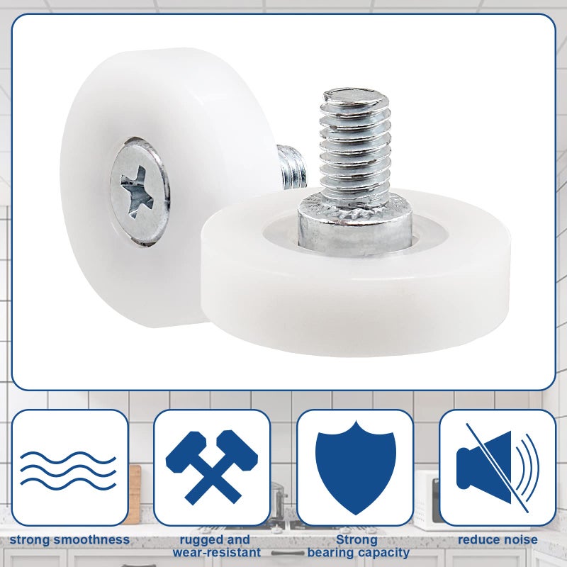 Litoexpe 3/4 Inch Drawer Slide Roller  12 Pieces Drawer Replacement Wheels  Plastic Pulley  Bearing Small Pulley - Image 4
