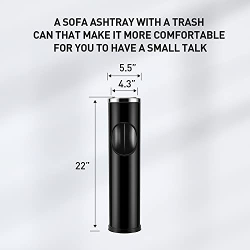 Anfrere Standing Ashtray Outdoor for Patio, Large & Tall Outside Ash Tray for Cigarette Butt Receptacle Disposal, Commercial Metal Smokers Cigar Ash Tray Container with Lid and Trash Can, D01BK - Image 3