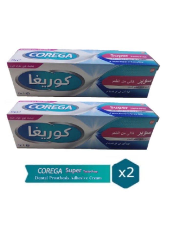 COREGA 2 Pack of Corega Strong Hold All Day Long Denture Adhesive Flavor-Free Cream 40G - Image 1