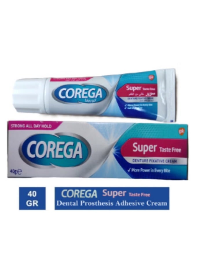 COREGA 2 Pack of Corega Strong Hold All Day Long Denture Adhesive Flavor-Free Cream 40G - Image 2