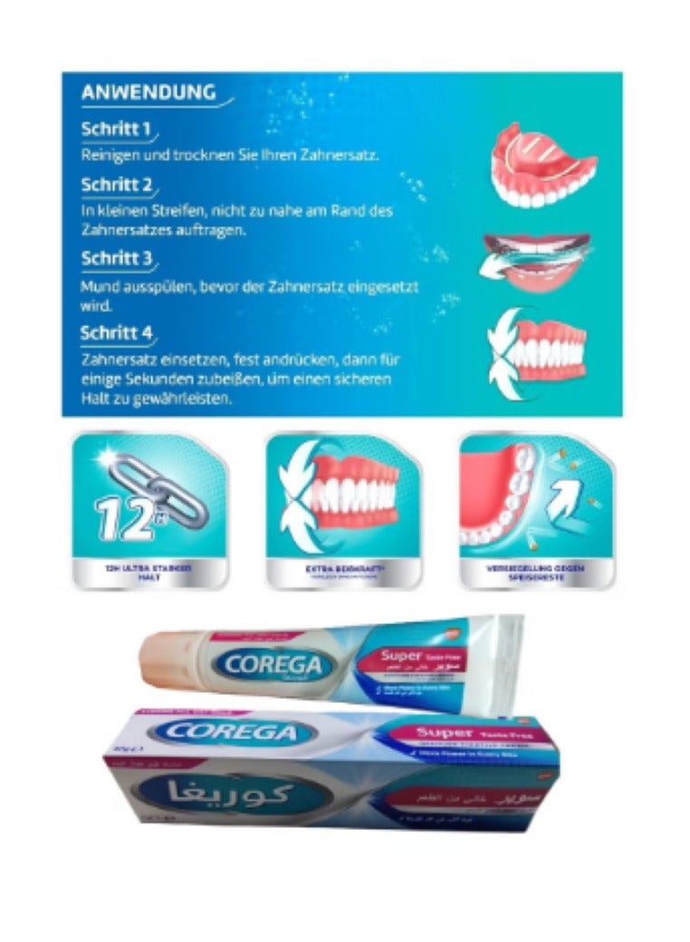COREGA 2 Pack of Corega Strong Hold All Day Long Denture Adhesive Flavor-Free Cream 40G - Image 5