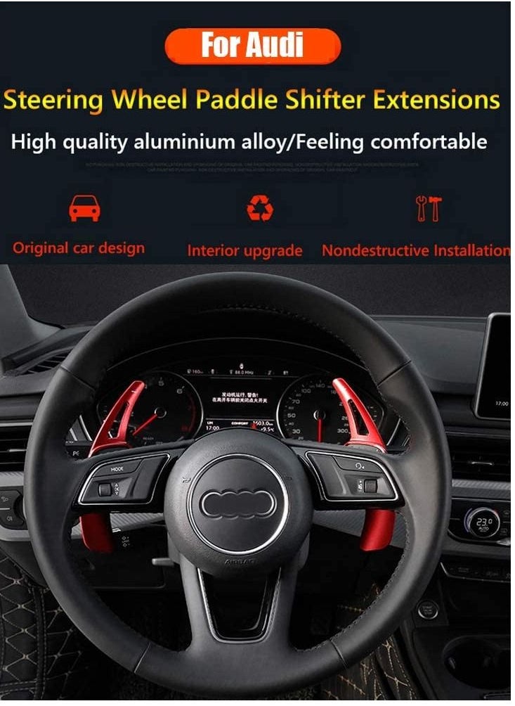 ماركة غير محددة - Aluminum Steering Wheel Paddle Shifter Extensions Covers 2PCS for Audi A3、A4、A5、A7、A8、S3、S5(2017-2018) Q5、A8(2018-2019) Q7、TTS(2016-2019) TT(2015-2018) Interior Extensions Accessories DSG Red - Image 1