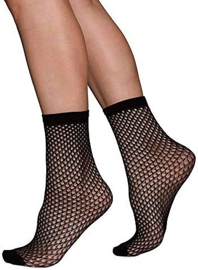 JMP Ankle High Fishnet Mesh Women Socks, Women Fishnet Mesh Ankle Socks (Black) - Image 1