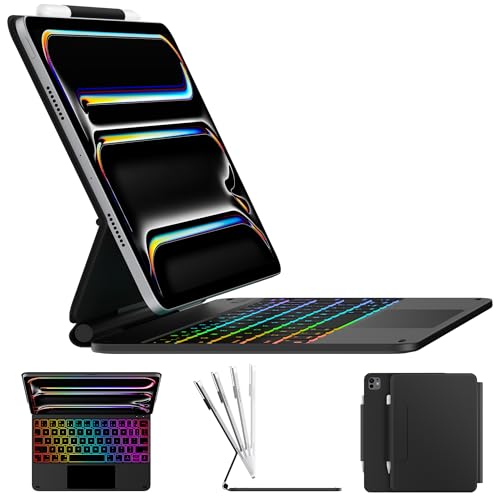 typecase Edge Keyboard Case for iPad Pro 11-inch (M5/M4, 2025/2024), Easy-Set Floating Magnetic Stand, Magic-Style Keyboard with 11 Colors Backlight, Multi-Touch Trackpad, Pencil Holder, Black - Image 1
