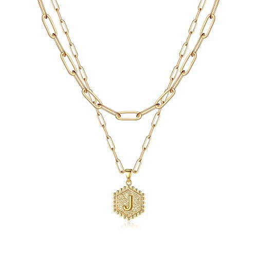 M MOOHAM Layered Initial Necklaces for Women - Cute Letter Initial J Necklace Dainty Layered Necklaces for Women Gifts - Image 1