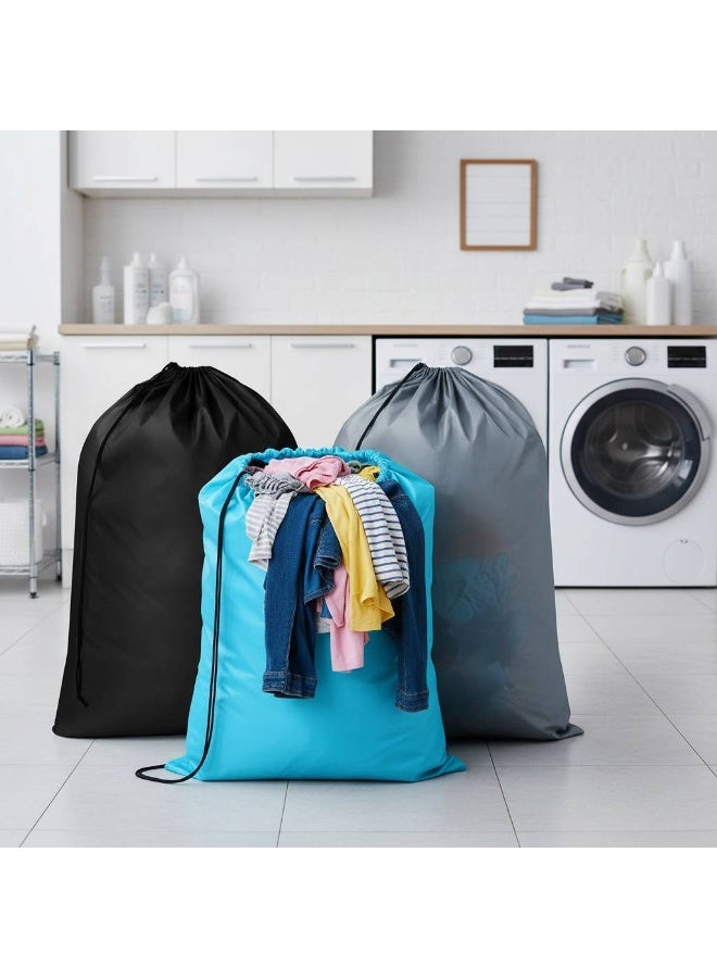 AceLuste 3PCS Laundry Bag, 90x60cm Extra Large Hamper Liner, Laundry Sacks with Drawstrings Heavy Duty Dirty Clothes Storage Bag for Laundry Home Dorm (Blue/Black/Gray, Tear-Resistant) - Image 1