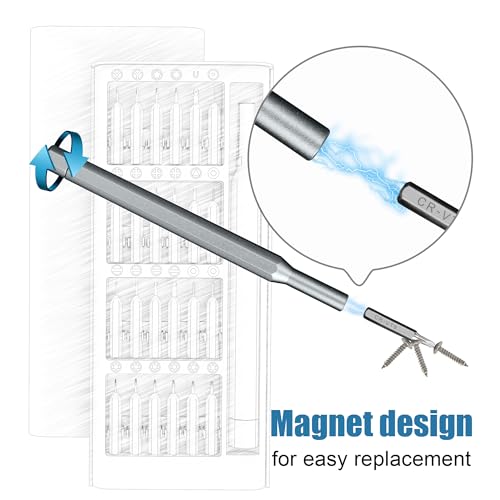 Silbingan 24-in-1 Professional Precision Magnetic Screwdriver Set, Small Screw Driver Set Kit for Fixing Electronics, Mini Tool Kits for Computer Repair, Phone, Watch, Laptop, PCs, Eyeglass- Alloy Tool Steel - Image 5