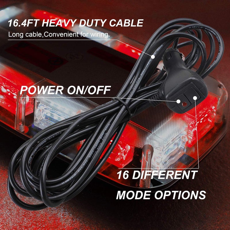 ASPL 48LED Roof Top Strobe Lights - High Visibility Emergency Safety Warning LED Mini Strobe Light Bar with Magnetic Base for 12-24V Vehicles (Red/White) - Image 5