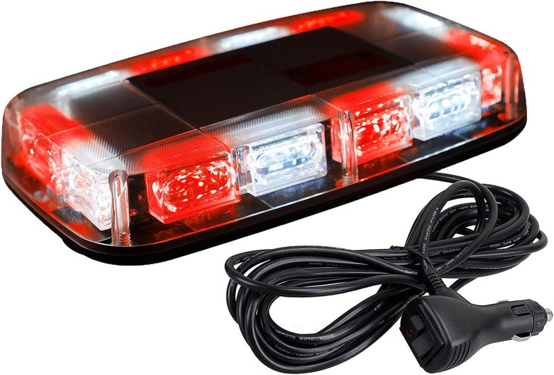 ASPL 48LED Roof Top Strobe Lights - High Visibility Emergency Safety Warning LED Mini Strobe Light Bar with Magnetic Base for 12-24V Vehicles (Red/White) - Image 1