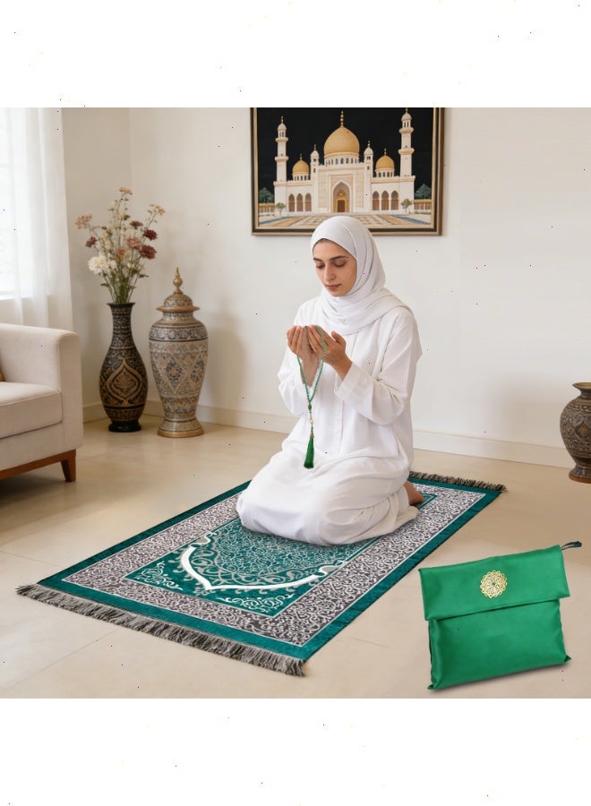 Ramadan Prayer Mat 3-Piece Set - Portable Prayer Mat for Ramadan with Tasbih & Storage Bag, Essential Home Item, Perfect Blessed Ramadan Gift for Muslim Friends - Image 3