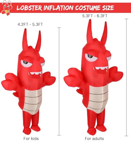M MH ZONE Inflatable Lobster Costume for Kids BlowUp Funny Cosplay Suit for Halloween Christmas Carnival - Image 5