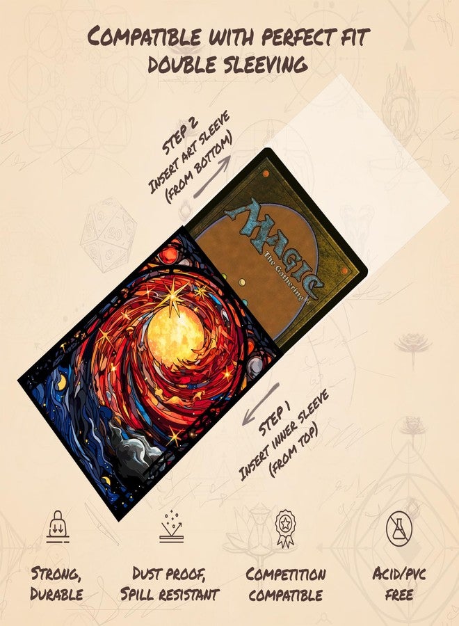 Paramint Spiral Sun MTG Card Sleeves (Smooth) - 104 Count Standard Size TCG Sleeves - Compatible with Magic The Gathering, Lorcana - Double Sleeving - Original Art Design, Premium Protection - Image 5