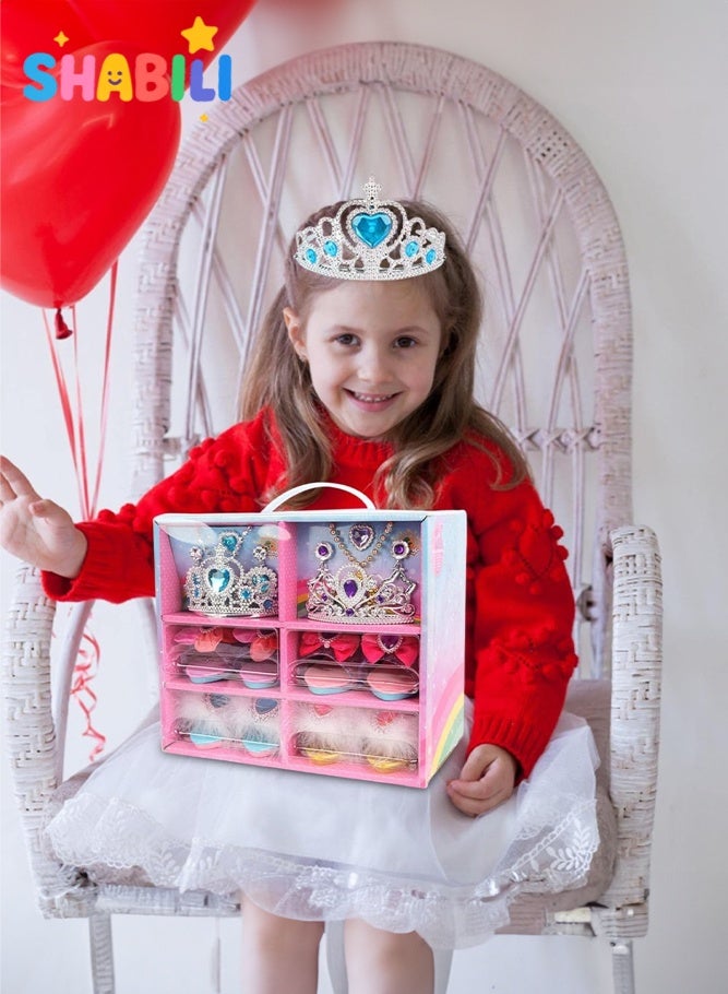 SHABILI Princess Dress Up Toy Set for Girls Ages 3–6, Kids Pretend Play Costume Accessories with Shoes, Tiara, Crown, Wand, Jewelry, Rings and Necklaces, Perfect Gift for Birthday, Party, Halloween and Daily Role Play - Image 2