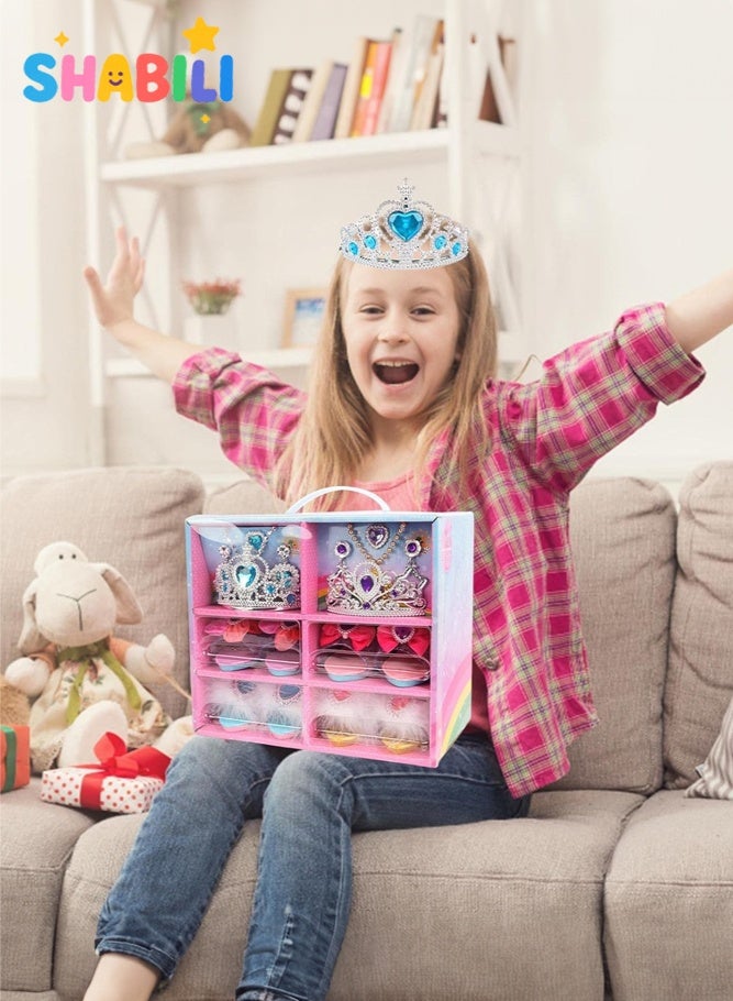 SHABILI Princess Dress Up Toy Set for Girls Ages 3–6, Kids Pretend Play Costume Accessories with Shoes, Tiara, Crown, Wand, Jewelry, Rings and Necklaces, Perfect Gift for Birthday, Party, Halloween and Daily Role Play - Image 3