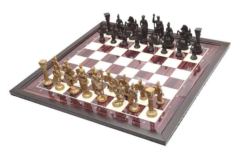 SHORO Wooden Laminated Non Magnetic Hand Crafted Roman Brass Chess Game Board Set (16 X 16 Inch),For 3 Years And Up, Kids - Image 2