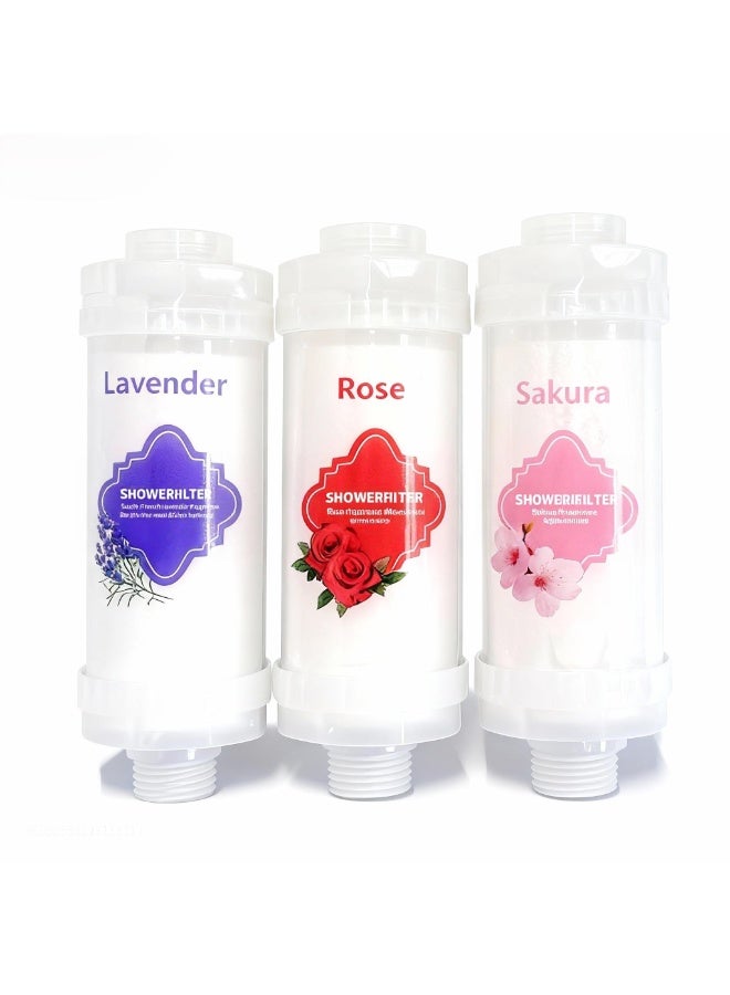 3 عبوات من فلتر الدش بفيتامين C، فلتر رأس الدش لإزالة رواسب الكلور والفلورايد، ينقي المياه بالخرز، يساعد في علاج جفاف البشرة وتساقط الشعر، سهل التركيب - Image 1