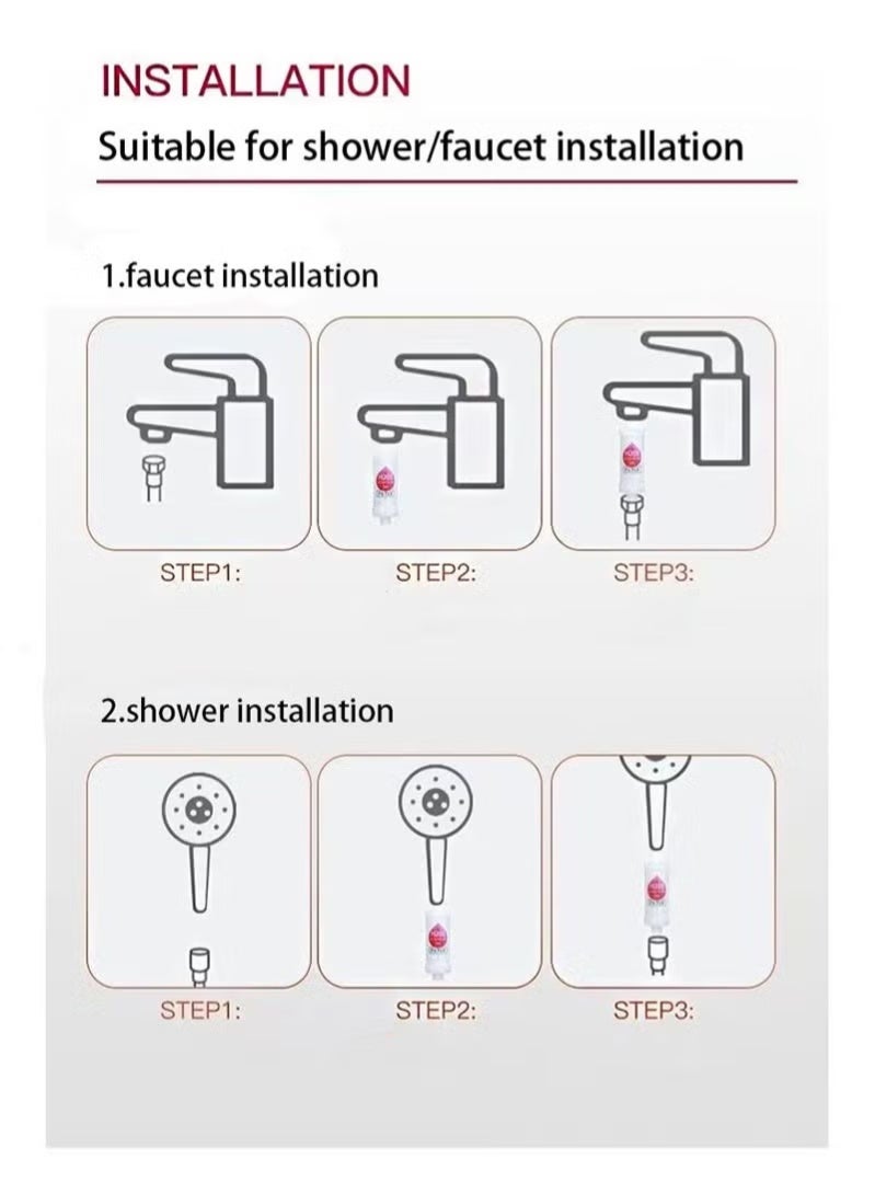3 عبوات من فلتر الدش بفيتامين C، فلتر رأس الدش لإزالة رواسب الكلور والفلورايد، ينقي المياه بالخرز، يساعد في علاج جفاف البشرة وتساقط الشعر، سهل التركيب - Image 2