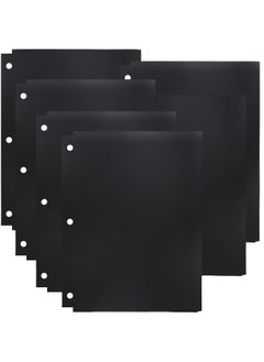 Youngever 6 Pack Heavy Duty Plastic Two Pocket Folders Binder Dividers With Pocket 3 Hole Punch Folder With Notches Binder Folders (Black)  - Image 1