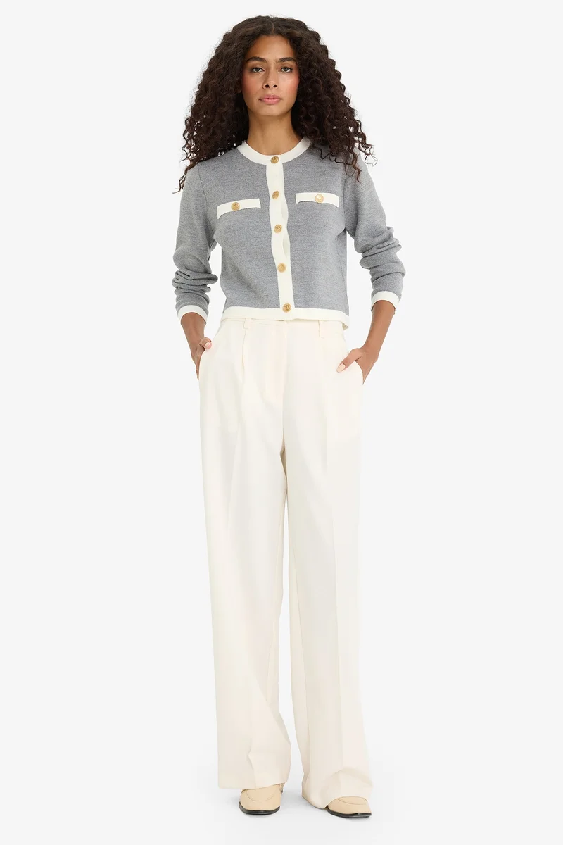Defacto Regular Fit Crew Neck Knitwear Cardigan