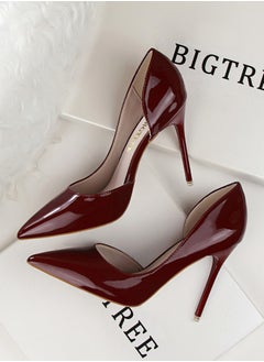 BIGTREE Women's Solid Color Fashionable Stiletto Pumps 10.5cm Elegant Gorgeous Closed Pointed Toe Slip On Solid High Heels Wine Red  - Image 3