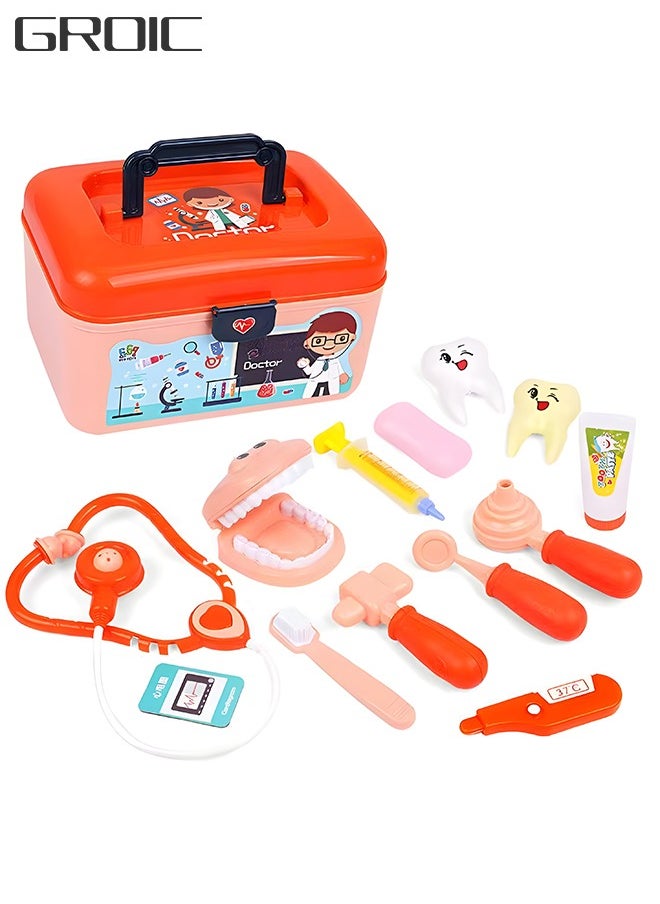 GROIC 14 PCS Dentist Toys Set for Kids, Toddler Doctor Toys Kit Small Lifelike Doctor Equipment Toy Role Play Toys, Pretend Play Doctor Set Educational Dentist Medical Kit  - Image 1