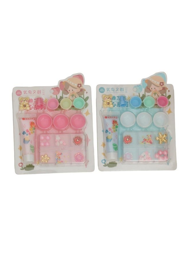 Yellow Bee - Yellow Bee Cup Cakes Themed DIY Resin Craft Kits with Beads and Sequins, 2 Sets, Blue & Pink - Image 1
