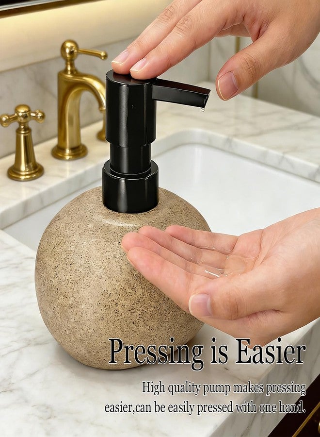FALESHOS 300ml 10oz Ceramic Hand Soap Dispenser, Refillable Modern Pump Dispenser for Hand and Dish Wash, Heavy & Sturdy Liquid Soap Dispenser for Kitchen Countertop and Bathroom (Brown) - Image 4