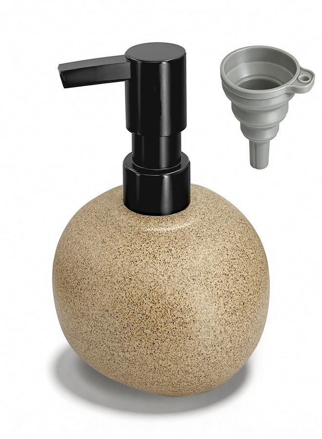 FALESHOS 300ml 10oz Ceramic Hand Soap Dispenser, Refillable Modern Pump Dispenser for Hand and Dish Wash, Heavy & Sturdy Liquid Soap Dispenser for Kitchen Countertop and Bathroom (Brown) - Image 1