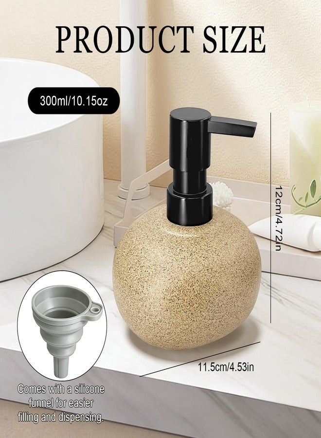 FALESHOS 300ml 10oz Ceramic Hand Soap Dispenser, Refillable Modern Pump Dispenser for Hand and Dish Wash, Heavy & Sturdy Liquid Soap Dispenser for Kitchen Countertop and Bathroom (Brown) - Image 2