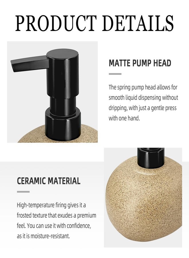FALESHOS 300ml 10oz Ceramic Hand Soap Dispenser, Refillable Modern Pump Dispenser for Hand and Dish Wash, Heavy & Sturdy Liquid Soap Dispenser for Kitchen Countertop and Bathroom (Brown) - Image 3