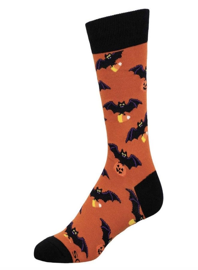 Socksmith Men's Going Batty For Candy Crew Socks, Orange