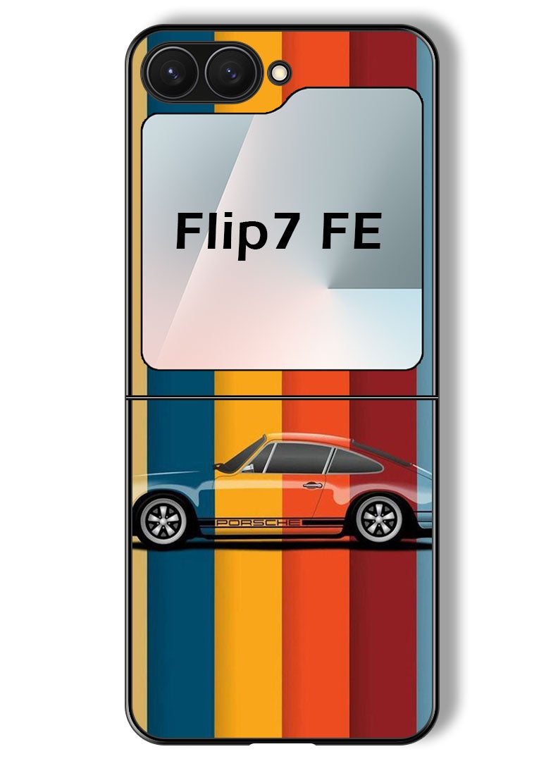 Theodor Case Compatible with Samsung Galaxy Z Flip 7 FE 6.7 Inch Protection Shockproof Bumper Cover Vintage Porche - Image 1