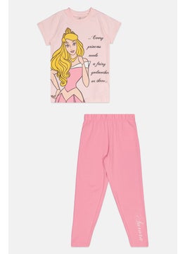 Disney Kids Girl 2 Pieces Princess Pajama Set, Multicolor  - Image 1