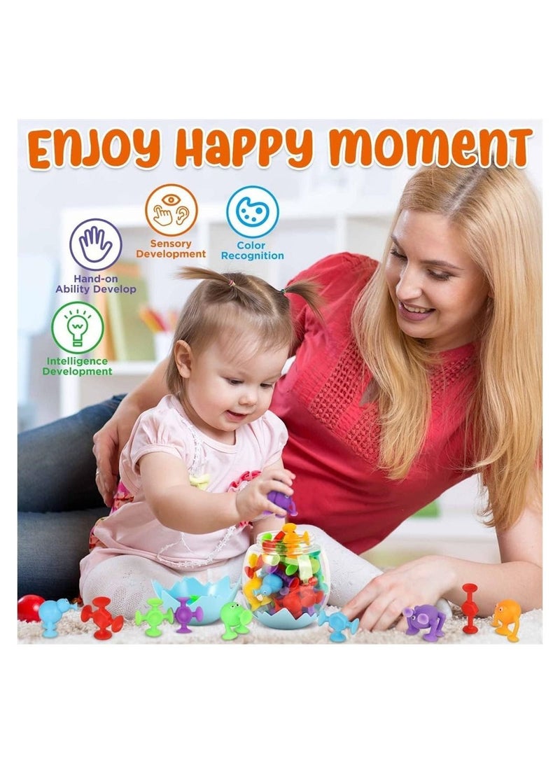 Y&D Suction Cup Toy Set 27pcs Silicone Animal Shape Sensory Toys with Dinosaur Egg Storage for Kids 3-7 Years - Image 3