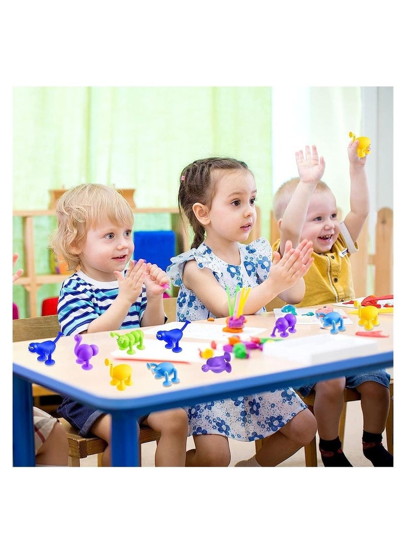 Y&D Suction Cup Toy Set 27pcs Silicone Animal Shape Sensory Toys with Dinosaur Egg Storage for Kids 3-7 Years - Image 4