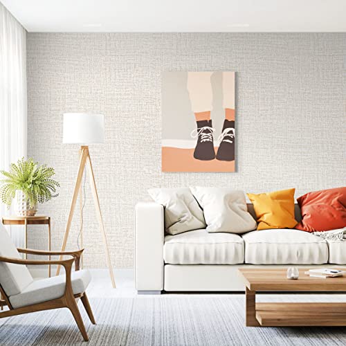 lenify Beige Grasscloth Peel and Stick Wallpaper Beige Contact Paper for Cabinets 17.7inx393.7in Textured Wall Paper Vinyl Textured Grass Cloth Wallpaper Peel and Stick Faux Linen Self Adhesive Vinyl - Image 4
