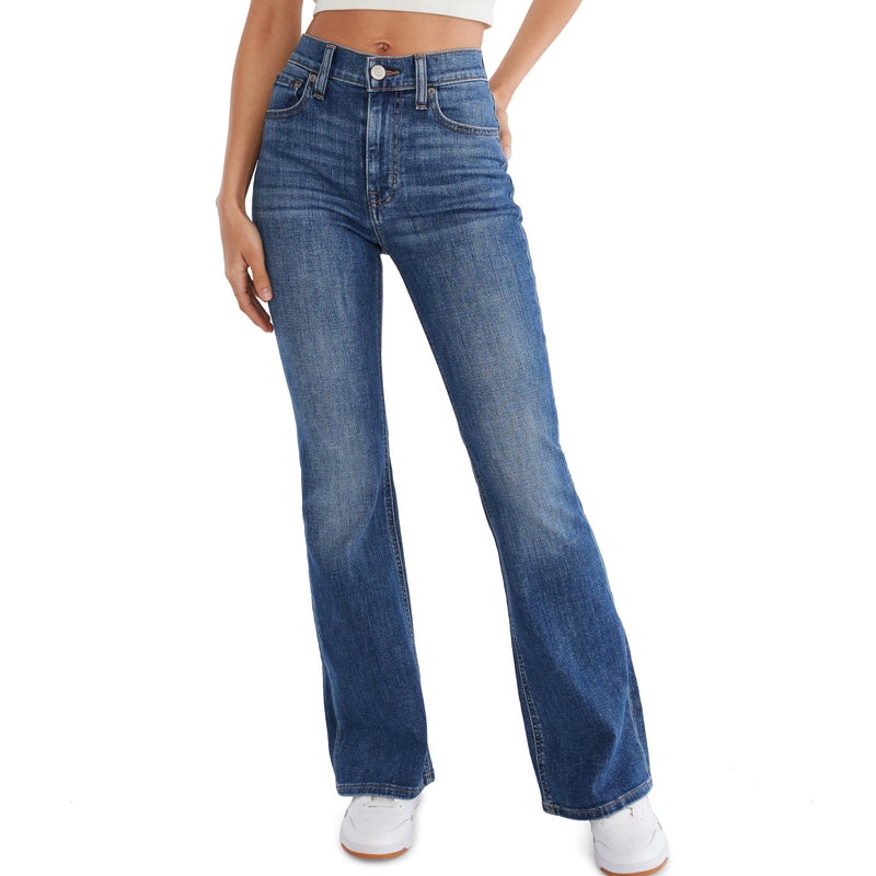 Aeropostale Womens Juniors Highest Rise Flare Leg Jean, Medium Wash, 10 Short - Image 1