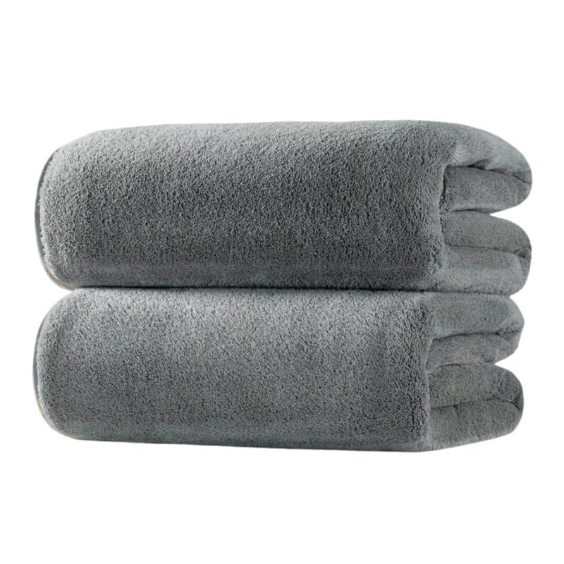 Microshine Microfiber QuickDry Bath Towels 2 Pack 70x140 cm 500 GSM Luxurious Soft Ultra Absorbent Grey - Image 1