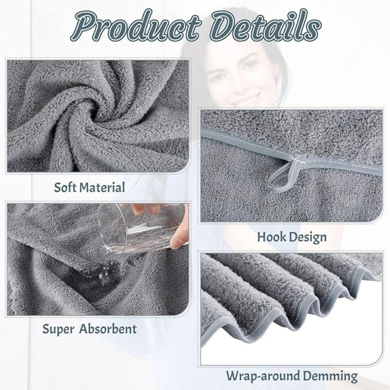 Microshine Microfiber QuickDry Bath Towels 2 Pack 70x140 cm 500 GSM Luxurious Soft Ultra Absorbent Grey - Image 2