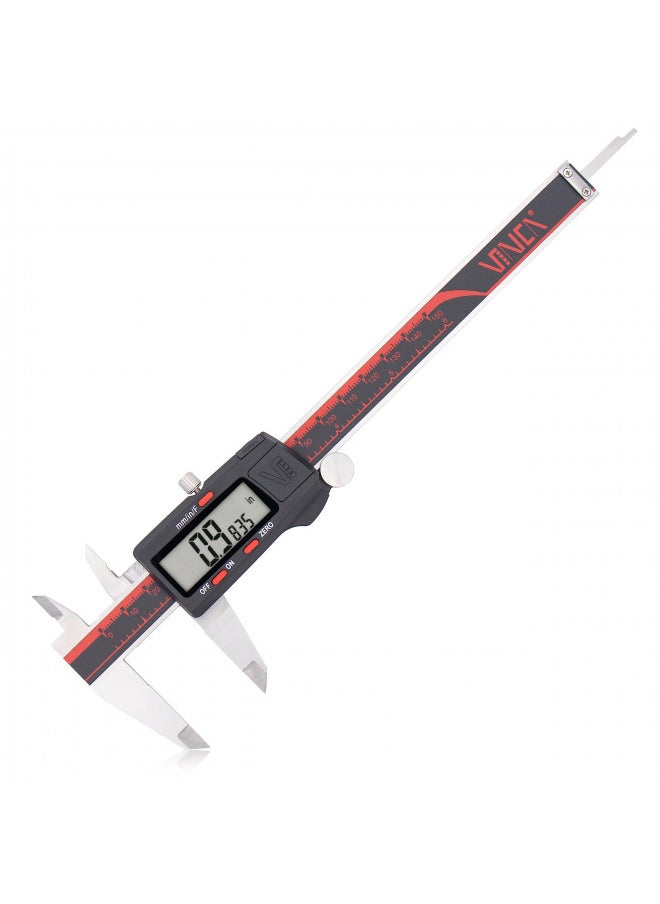 VINCA VINCA DCLA-0605 0-6 Inch/150mm Electronic Digital Vernier Caliper Inch/Millimeter/Fraction Stainless Steel Large LCD Screen Measuring Tool  - Image 1