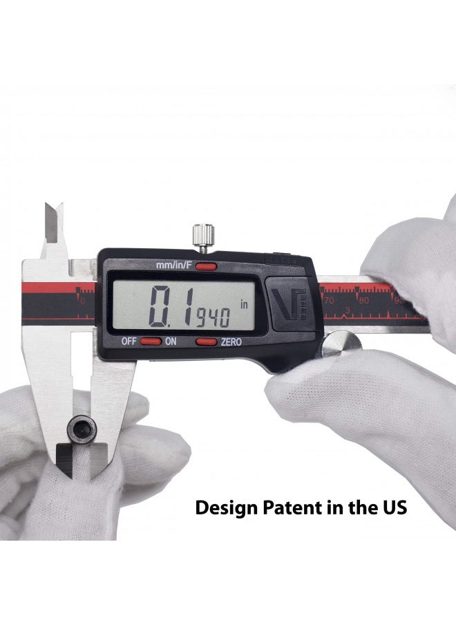 VINCA VINCA DCLA-0605 0-6 Inch/150mm Electronic Digital Vernier Caliper Inch/Millimeter/Fraction Stainless Steel Large LCD Screen Measuring Tool  - Image 5