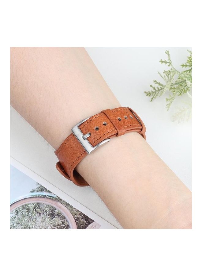 NIBEMINENT Leather Replacement Strap Watchband For Apple Watch Series 7/6/SE/5/4/3/2/1 38/40/41mm Light Brown - Image 5
