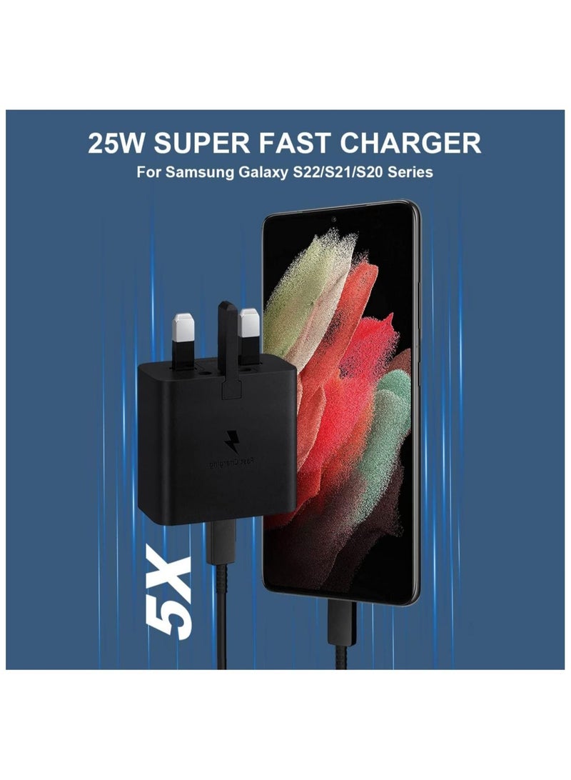 25W USB C Fast Charger for Samsung, USB C Charger Plug Wall Charger with 1M USB C Cable for Samsung Galaxy S23 Ultra/S23+/S23/S22 Ultra/S22+/S22/S21 Ultra/S21+/S21/S20 - Image 2