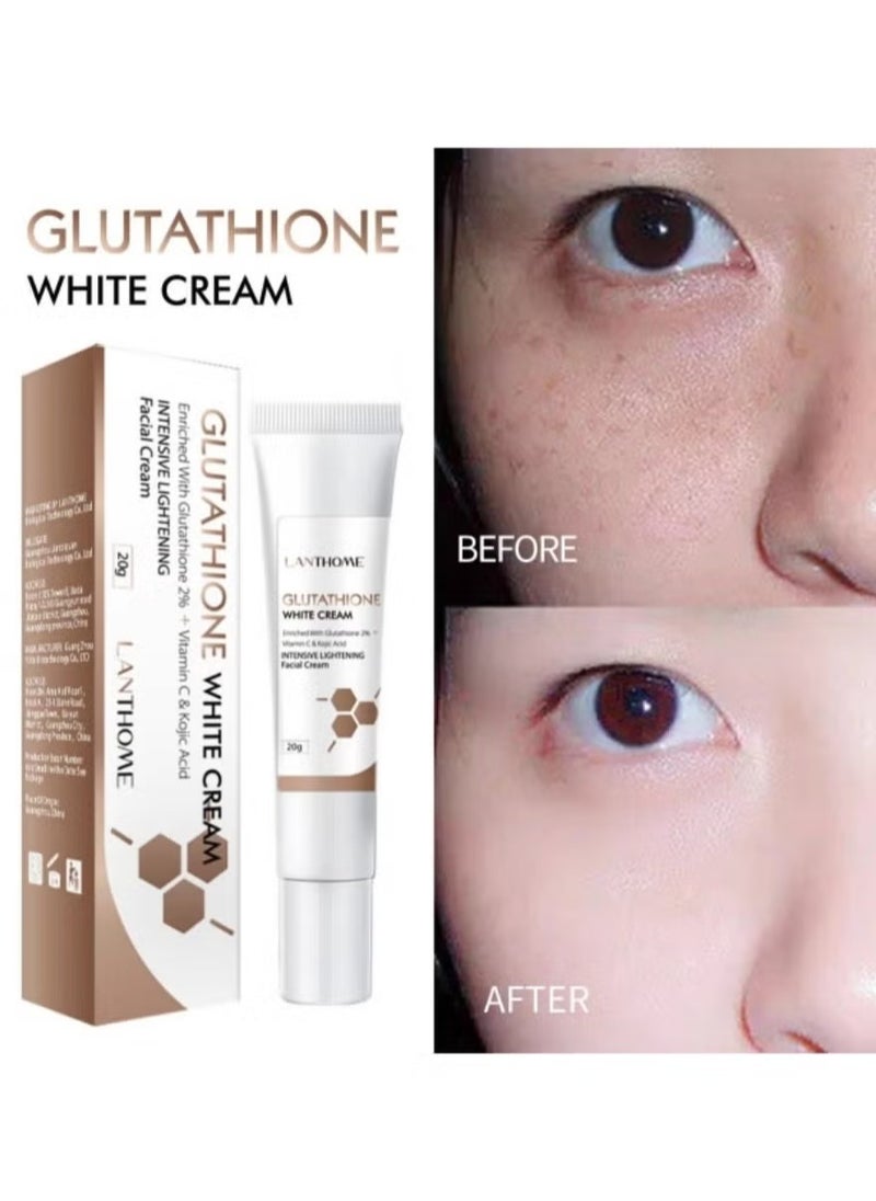 Lanthome - Glutathione Whitening Cream: 2% Glutathione Facial Dark Spot Remover & Skin Brightening Moisturizer, Anti-Aging Formula for Smooth, Radiant Skin - 20g - Image 1