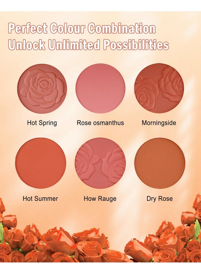 ليسديفيو مجموعة لوحة أحمر الخدود غير اللامعة للوجه مع فرشاة - 6 ألوان عالية الصبغة، بودرة خدود حريرية معدنية قابلة للمزج، بودرة كونتور للخدود، مستحضر تجميل للوجه يدوم طويلاً، هدية مكياج عيد الميلاد للنساء والفتيات - مجموعة 02 - Image 3