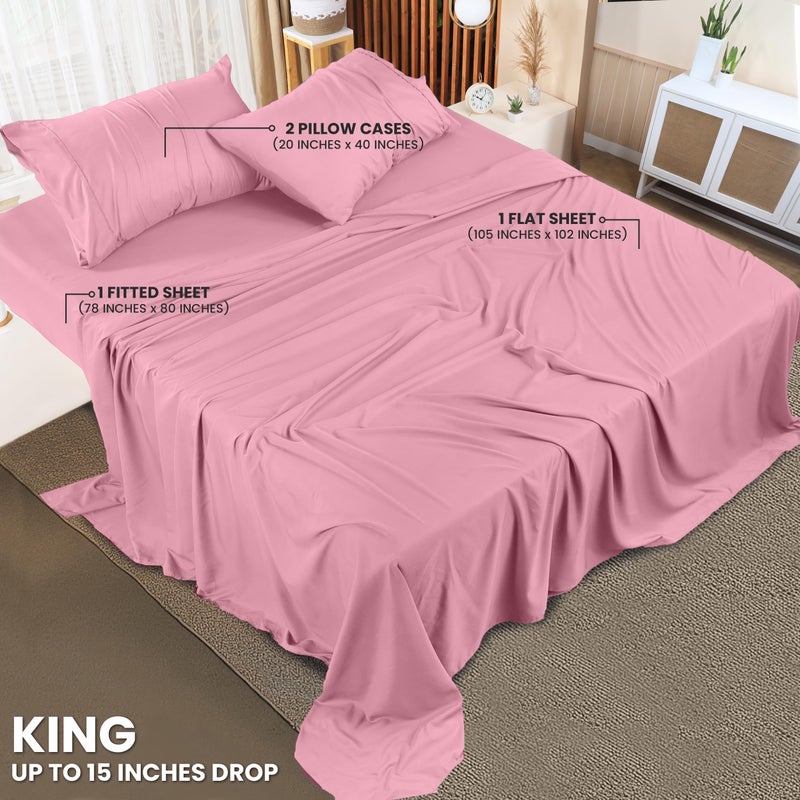 Utopia Bedding King Bed Sheets Set - 4 Piece Bedding - Brushed Microfiber - Shrinkage and Fade Resistant - Easy Care (Crystal Pink) - Image 2